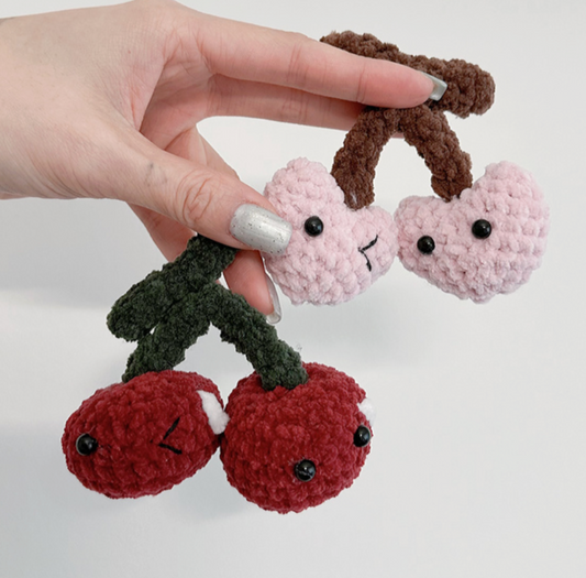Free Crochet Pattern by Junie - No Sew Cherries and Heart Cherrie