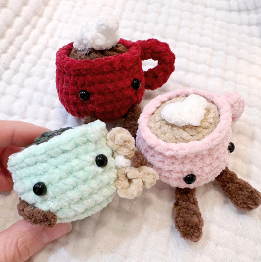 Free Crochet Pattern by Junie - Little Mugs Latte/Matcha/Hot Choco